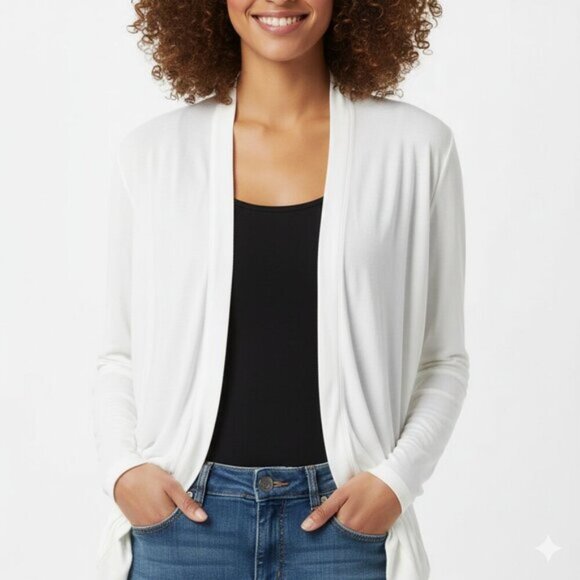 Aritzia Babaton Cardigan Sweater Dolman 3/4 Length Sleeve Button front Off White - Picture 3 of 10